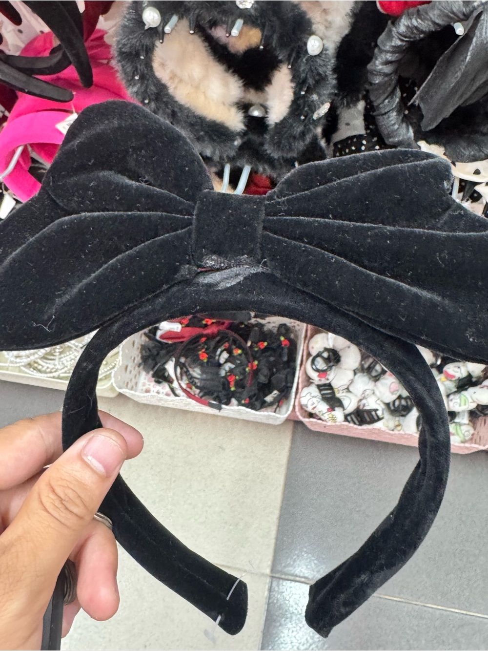 Black Velvet Bow Headband for Kids